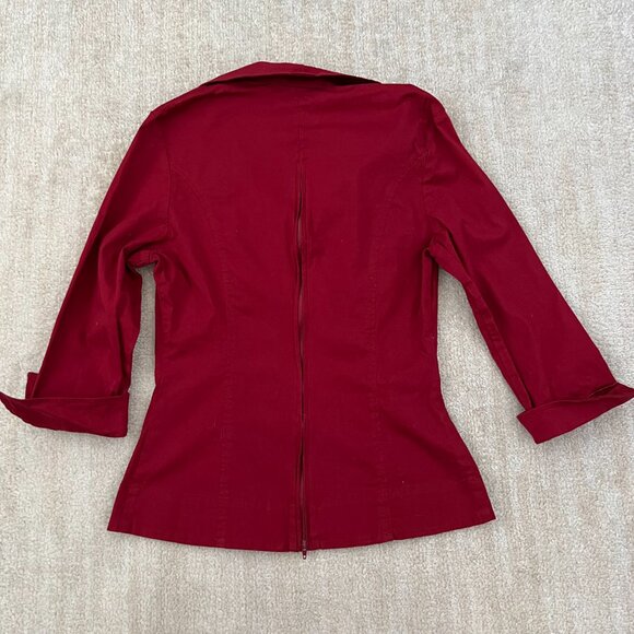Laura Byrnes Pinup Couture Red Cotton Collared Blouse Top M - Picture 4 of 9